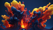 Visuals of liquid magma in shades of indigo blue, crimson red, and golden yellow, pulsating and pulsing against a plain background with subtle lighting, capturing the essence of passion ULTRA HD 8K