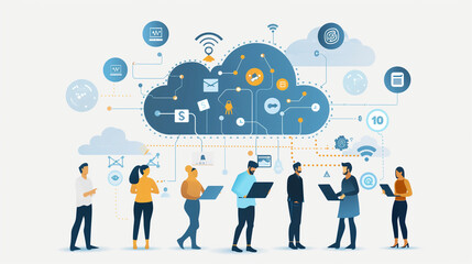 A Business Communication Themed Picture: Digitalization, Cybersecurity, Cloud Computing, Web Service, SAAS, IT