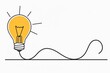 © SKIMP Art - A simple line drawing of an idea bulb with a single string connecting it to the left, on a white background Generative AI