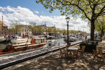 Old harbor in the center of the city of Vlaardingen.