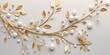 Abstract pearl flower tree branch with leaf and jewel deocration. Fashion elegant romantic template art