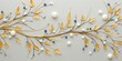 Abstract pearl flower tree branch with leaf and jewel deocration. Fashion elegant romantic template art