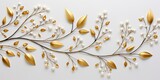 Fototapeta Kosmos - Abstract pearl flower tree branch with leaf and jewel deocration. Fashion elegant romantic template art