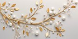 Fototapeta Kosmos - Abstract pearl flower tree branch with leaf and jewel deocration. Fashion elegant romantic template art