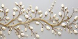 Fototapeta Kosmos - Abstract pearl flower tree branch with leaf and jewel deocration. Fashion elegant romantic template art