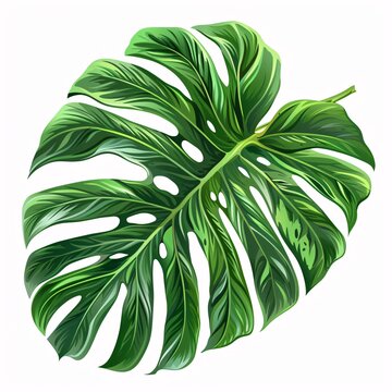 a large green leaf with a white background