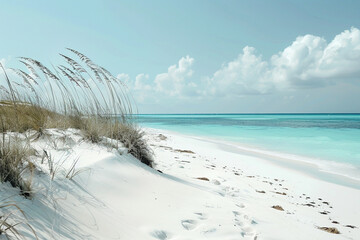 Wall Mural - A photo of a pristine white sand beach with turquoise waters, capturing the beauty of coastal landscapes.