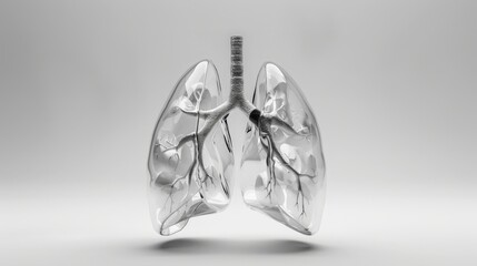 Lungs anatomy in white background