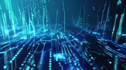 Digital technology abstract background. Computer IT programming code with dots and lines. Futuristic cyberspace science fiction structure