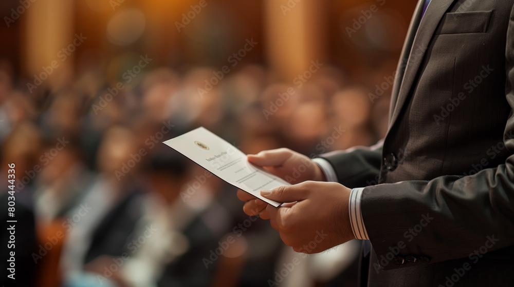 A person receiving an award or certificate of appreciation at a formal ...