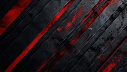 Poster - dark tones, metallic textures, black red abstract background, diagonal lines