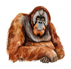 orangutan watercolor digital painting good quality