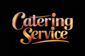 Poster - A logo for catering service with gold lettering, AI