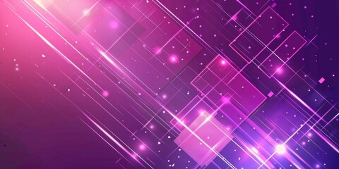 Wall Mural - Abstract purple background with geometric shapes and lines, glowing light effects Generative AI