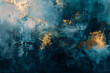 © Faisu - Abstract oil painting with a fusion of gold and cool tones, creating a captivating and balanced visual experience.