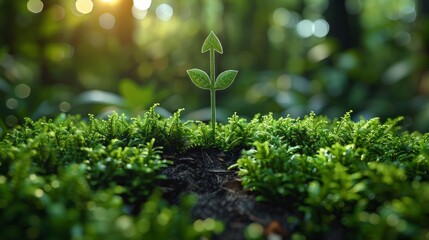 Sticker - Young plant sprouting in sunlit forest