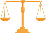 Fototapeta Lawenda - Golden balance scales icon cartoon vector. Compare judge. Concept measure