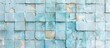 © Lasvu - Interior rock old pattern clean concrete grid uneven bricks design stack on a brick wall with a soothing pale blue pastel paint finish.