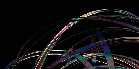 Poster - abstract background with colorful rounded lines, 3d render