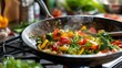 © Plaifah - Stir fry vegetable in wok, Panorama photo