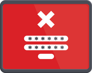 Poster - Red alert error password icon cartoon vector. User access denied. Confused enter