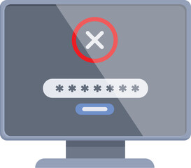 Poster - Computer access denied icon cartoon vector. Incorrect password. Secure internet