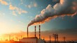 Factory's Harmful Smoke Emissions Lead to Environmental Pollution. Concept Air Pollution, Industrial Waste, Environmental Degradation, Sustainable Solutions