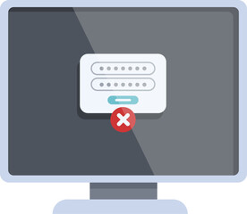 Poster - Computer online denied icon cartoon vector. Message mistake. Digital data work