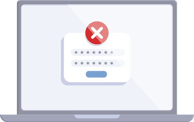 Poster - Laptop password error icon cartoon vector. Denied service. Privacy secure