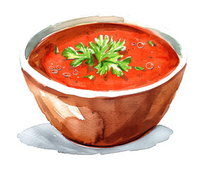 Wall Mural - red tomato soup watercolor digital painting good quality