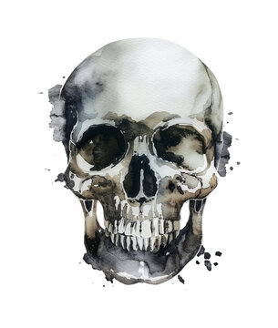 skull watercolor digital painting good quality