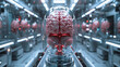Human brain, 3D illustration, computer generated image, Brainstorming concept with human brain and lightning, 3d illustration, AI Generated