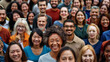 © Another vision - Diverse group of people smiling and looking up, representing various ages and ethnicities in a close-up view.