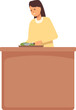 Mother preparing food at kitchen icon cartoon vector. Daily routine. Hand work