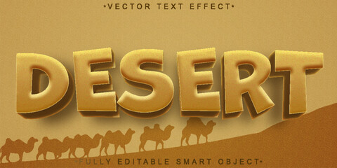 Poster - Cartoon Brown Desert Vector Fully Editable Smart Object Text Effect