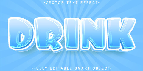 Sticker - Cartoon Blue Drink Water Vector Fully Editable Smart Object Text Effect