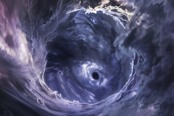 Wall Mural - the focus should be on the unique and breathtaking view inside the tornado, showing the swirling clo
