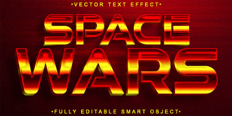 Poster - siny red and orange space wars vector fully editable smart object text effect