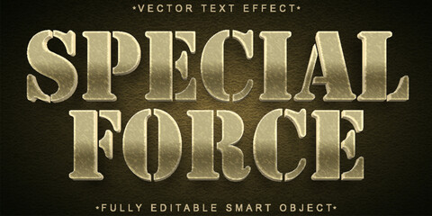 Poster - Cream Army Special Force Vector Fully Editable Smart Object Text Effect