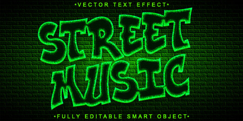 Poster - Green Street Music Graffiti Vector Fully Editable Smart Object Text Effect