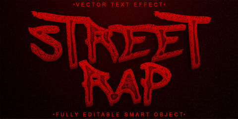Poster - Red Street Rap Graffiti Vector Fully Editable Smart Object Text Effect