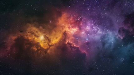 Poster - An enchanting display of cosmic cloud swirls in a dynamic fusion of fiery colors across the night sky