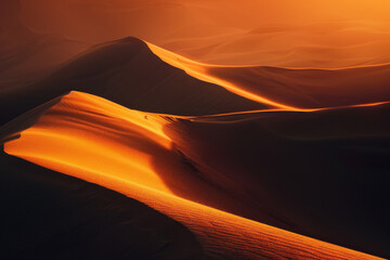 Wall Mural - an image capturing the quiet, mesmerizing beauty of desert sand dunes under the golden light of the 