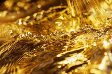 Wall Mural - the image should focus on the fluidity and reflective quality of the gold, emphasizing its richness 