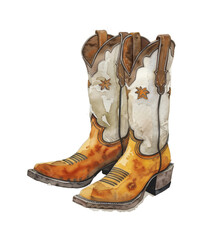 Wall Mural - cowboy boots watercolor digital painting good quality