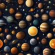 Collection of celestial bodies like planets and stars in outer space4