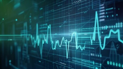 Aufkleber - A digital design featuring ECG line graph on a blue and black medical background.
