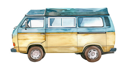 Wall Mural - retro mini van watercolor digital painting good quality