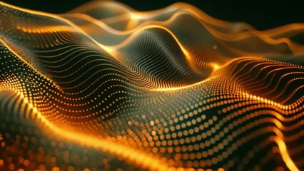 Fototapete - A mesmerizing display of golden dots forming dynamic, undulating patterns.
