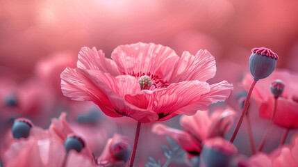 Canvas Print - pink poppy flower close shot